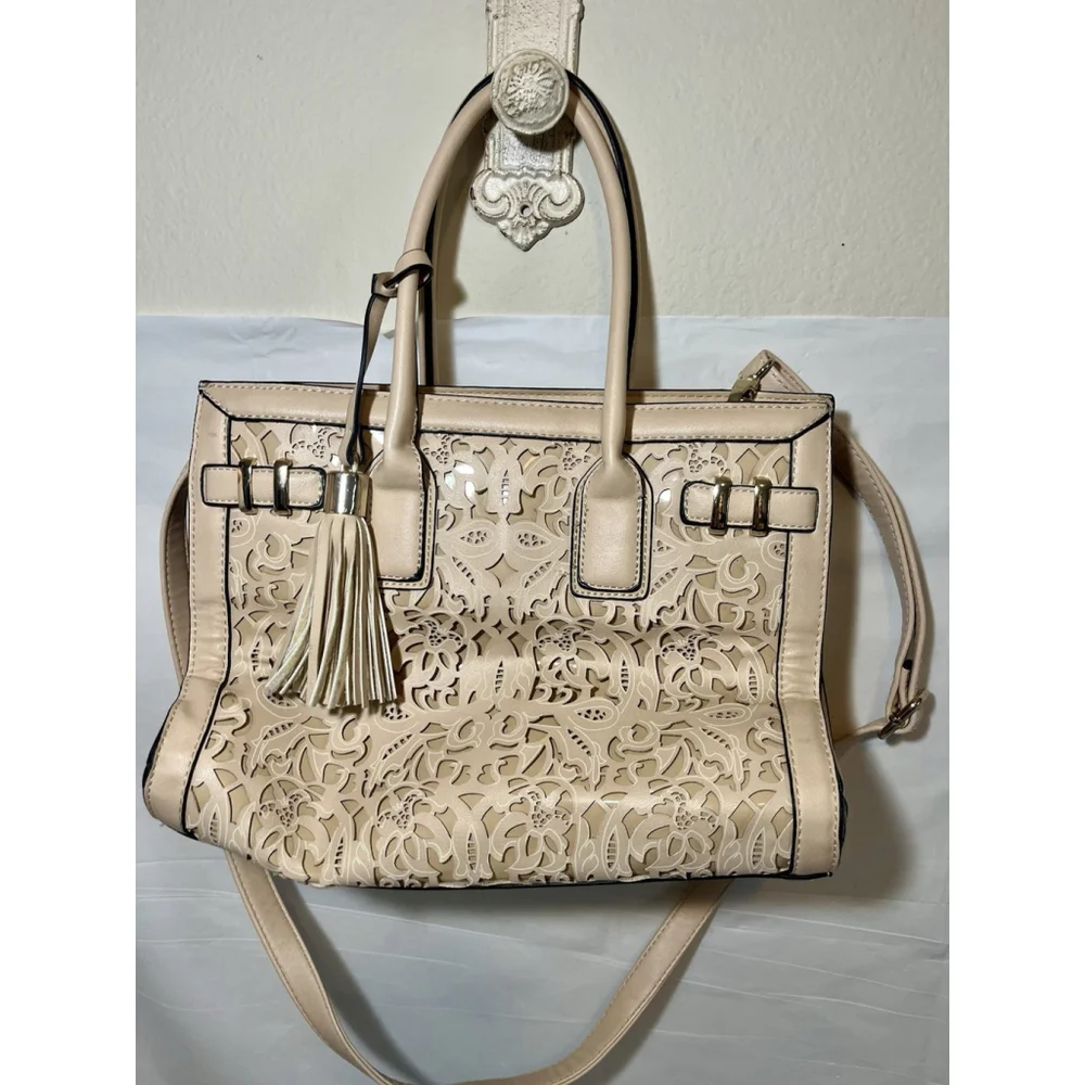 ALDO Aribella satchel bag beige Intricate laser-cut crossbody
